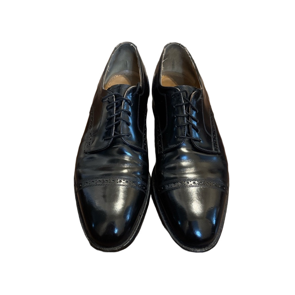 Johnston & Murphy Black Handcrafted Cap Toe Leather Shoes